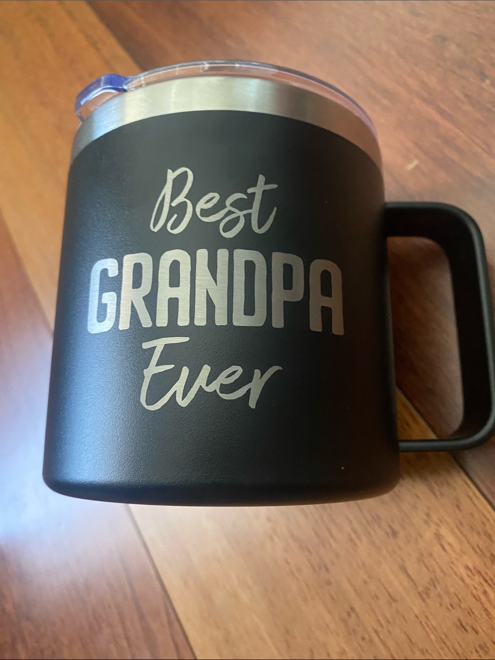 New ‘Best Grandpa Ever’ Black Travel Mug with Handle